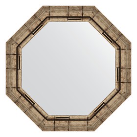 Зеркало в багетной раме, серебряный бамбук 73 мм, 58x58 см
