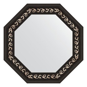 Зеркало в багетной раме, черный ардеко 81 мм, 59x59 см