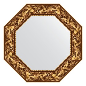 Зеркало в багетной раме, византия золото 99 мм, 63x63 см