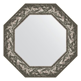 Зеркало в багетной раме, византия серебро 99 мм, 63x63 см