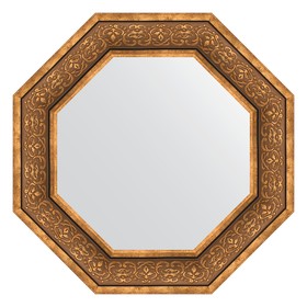 Зеркало в багетной раме, вензель бронзовый 101 мм, 64x64 см