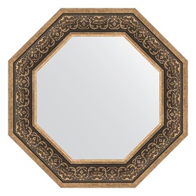 Зеркало в багетной раме, вензель серебряный 101 мм, 64x64 см