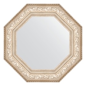 Зеркало в багетной раме, виньетка серебро 109 мм, 65x65 см