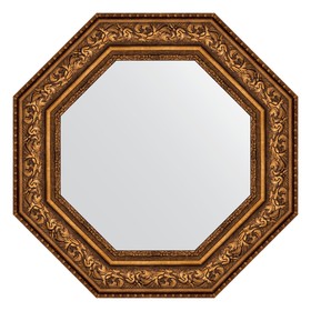 Зеркало в багетной раме, виньетка состаренная бронза 109 мм, 65x65 см