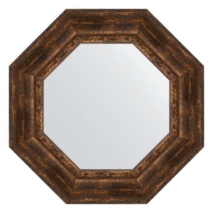 Зеркало в багетной раме, состаренное дерево с орнаментом 120 мм, 67x67 см