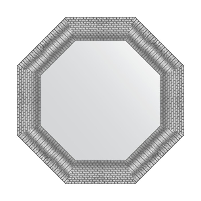 Зеркало в багетной раме, серебряная кольчуга 88 мм, 61x61 см