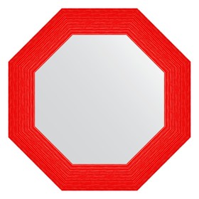 Зеркало в багетной раме, красная волна 89 мм, 61x61 см