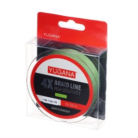 Леска плетеная YUGANA X4 PE Green, 0.1 mm, 100 m