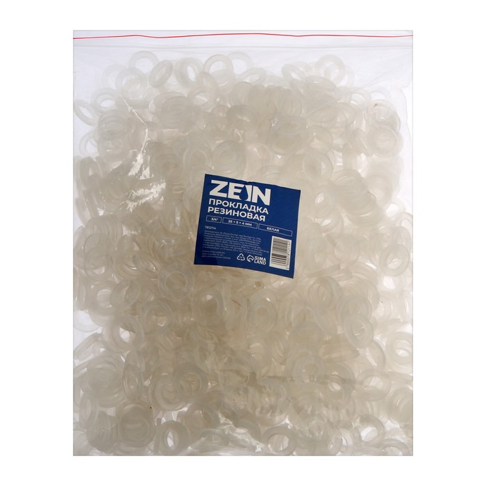Прокладка резиновая ZEIN, 3/4", 25 х 5 х 4 мм, белая - фото 18559308