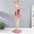 Сувенир полистоун подставка "Девушка ушки мишки" пыльно-розовый 69х30х25 см - фото 280843889
