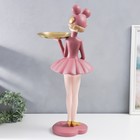 Сувенир полистоун подставка "Девушка ушки мишки" пыльно-розовый 69х30х25 см - фото 6734190
