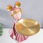 Сувенир полистоун подставка "Девушка ушки мишки" пыльно-розовый 69х30х25 см - фото 6734192