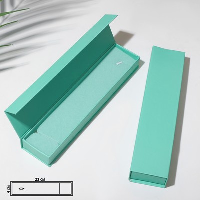 Коробочка подарочная под браслет/цепочку/часы «Тиффани», 22.5×4.5 (размер полезной части 22×4 см), бирюзовая