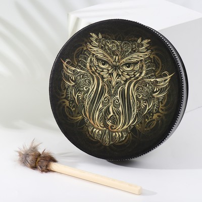 Шаманский бубен «Филин», музыкальный инструмент, с колотушкой, 5×25×25 см