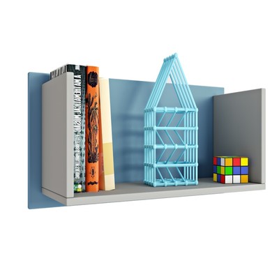 Полка книжная Polini kids Mirum 5L 600, серая, голубая