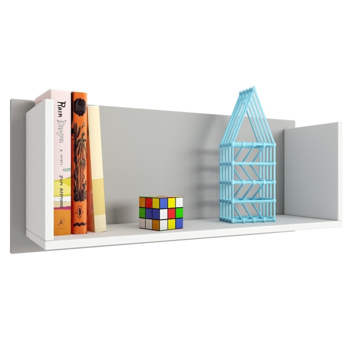 Полка книжная Polini kids Mirum 5L 800, цвет белый/серый - Фото 1