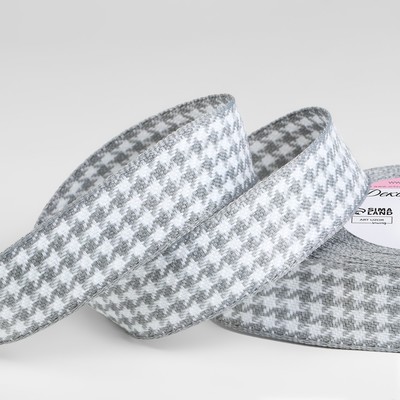 Лента декоративная «Гусиная лапка», 25 мм, 9±0.5 м, серый, белая