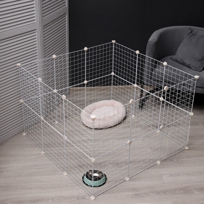 Вольер 24 секции металлический, 210×210×35 см, (звено 35×35 см), белый - Фото 1