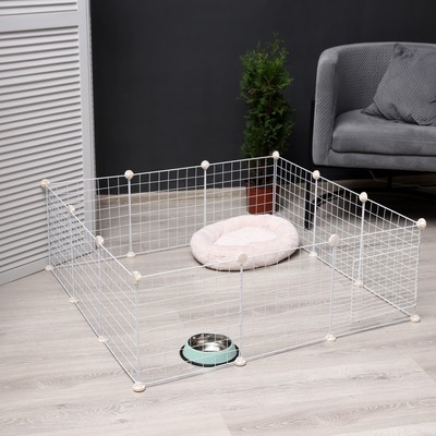 Вольер 12 секций, металлический, 105×105×35 см, (звено 35×35 см), белый