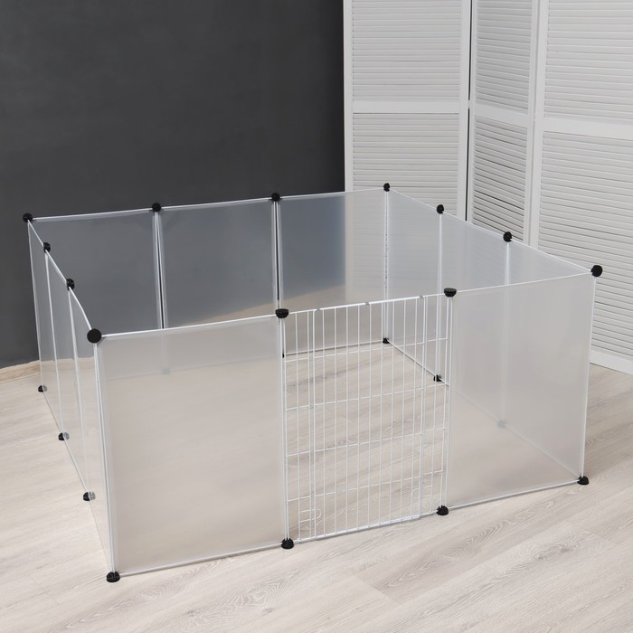 Вольер 12 секций пластиковый, (звено 50×70 см), белый - Фото 1