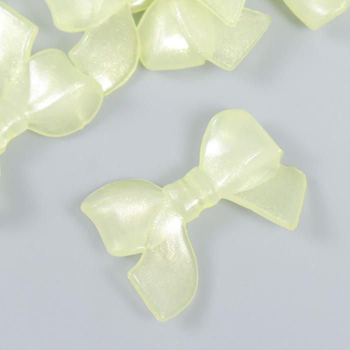 Декор для творчества пластик "Бантик жёлтый" светится в темноте 0,8х2,4х3,4 см - Фото 1