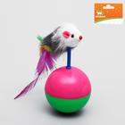 Мышь-неваляшка на шаре, 12 х 5 см, микс цветов - Фото 1