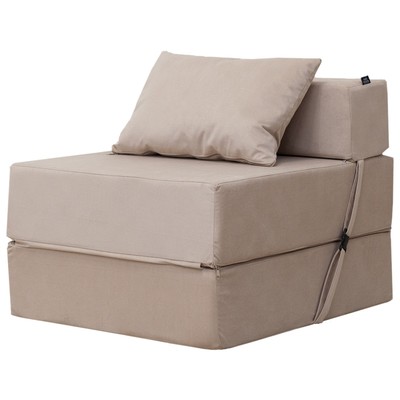 Бескаркасное кресло-кровать «Эссен», ткань велюр, цвет бежевый