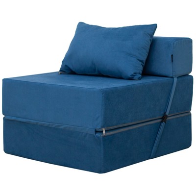 Бескаркасное кресло-кровать «Эссен», ткань велюр, цвет синий