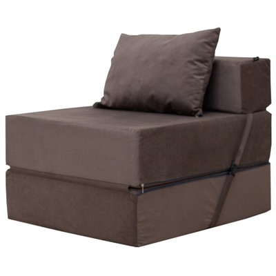 Бескаркасное кресло-кровать «Эссен», ткань велюр, цвет коричневый