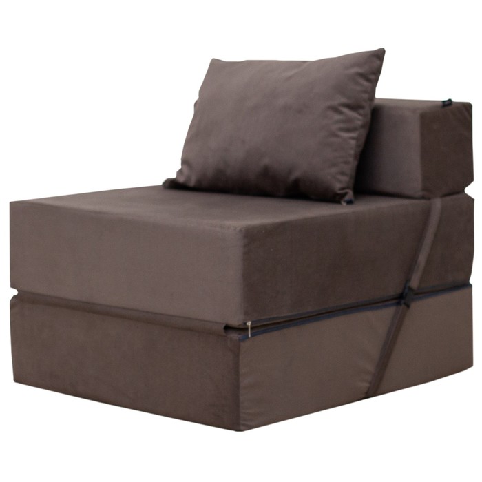 Бескаркасное кресло-кровать «Эссен», ткань велюр, цвет коричневый - Фото 1