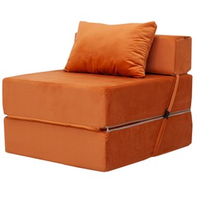 Бескаркасное кресло-кровать «Эссен», ткань велюр, цвет оранжевый