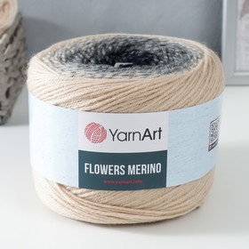 Пряжа "Flowers Merino" 75% акрил, 25% шерсть 590м/225г (553 бежевый-моренго) 9320821