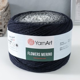 Пряжа "Flowers Merino" 75% акрил, 25% шерсть 590м/225г (532 серый-черный) 9320823