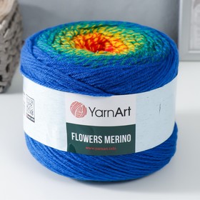 Пряжа "Flowers Merino" 75% акрил, 25% шерсть 590м/225г (535 радужный) 9320824