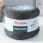 Пряжа "Flowers Merino" 75% акрил, 25% шерсть 590м/225г (550 серый-аква) 9320826 - фото 10072027