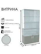 Витрина В 102 ВД, 1020×450×2050, ЛДСП, стекло, серая 9352805