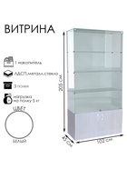 Витрина В 102 ВД, 1020×450×2050, ЛДСП, стекло, белая 9352806