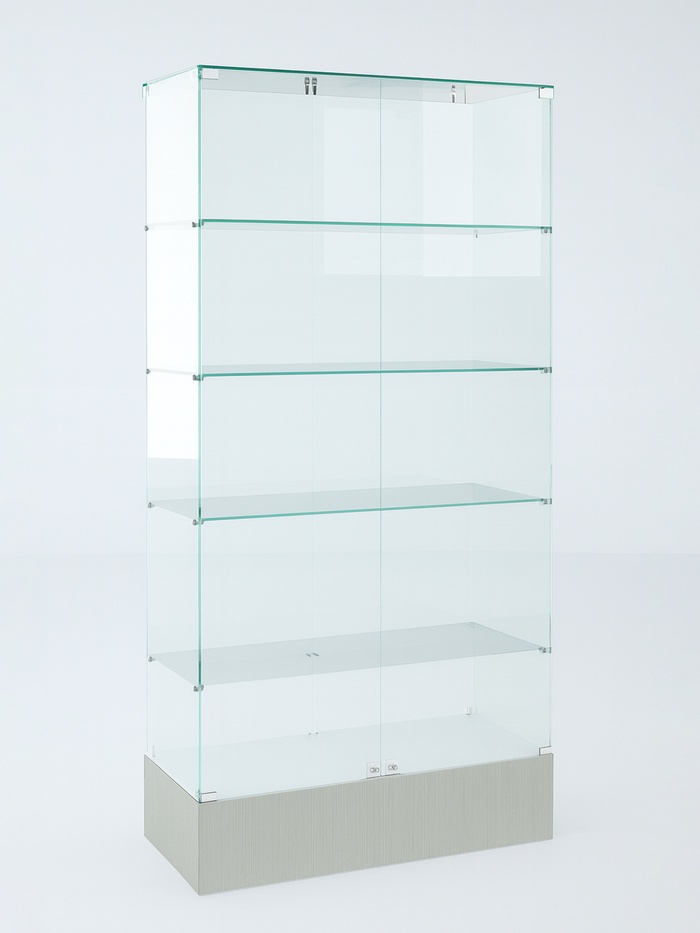 Витрина В 102 Н, 1020×450×1800, ЛДСП, стекло, серая - Фото 1
