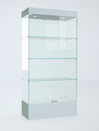 Витрина В 104 Н, 1020×450×1900, ЛДСП, стекло, серая - Фото 2