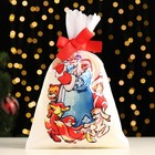 Мешок новогодний "Дедушка мороз и зверята", атлас, полноцветная печать, 21х35 см - фото 292216839