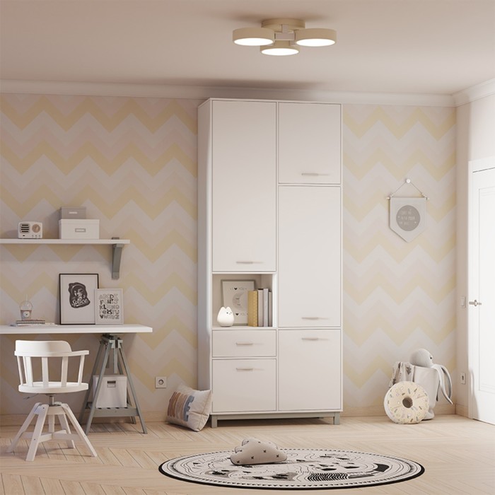 Шкаф двухсекционный Polini kids Mirum 2320, 1060х500х2400 мм, белый - Фото 1