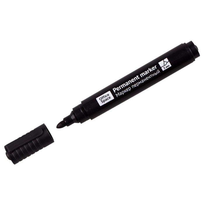 Маркер перманентный OfficeSpace 8004А, чёрный, узел 3.0 мм - Фото 1