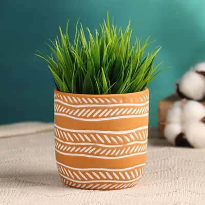 Кашпо "Узоры" оранжевое, 8,5х8см