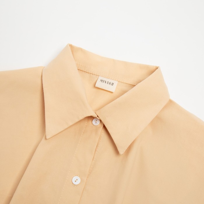 Рубашка женская удлиненная MINAKU: Casual Collection цвет бежевый, р-р 42 - фото 1909025856