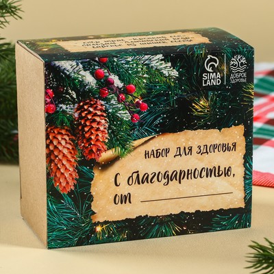 Подарочный набор новогодний«Будьте здоровы»: чай 20 г, варенье из сосновых шишек 30 г, бальзам 100 мл.