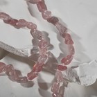 Бусы галтовка мелкая через узел "Кварц клубничный", 46см + 5см удлинитель - фото 24425479