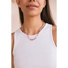 Бусы галтовка мелкая через узел "Кварц клубничный", 46см + 5см удлинитель - фото 24425481