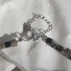 Бусы кубик 4*4мм через бусину "Обсидиан", 40см + 5см удлинитель - фото 24425505