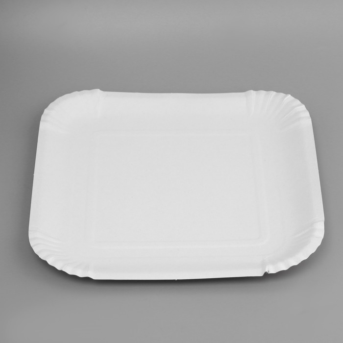 Тарелка одноразовая "Белая" квадратная, картон, 19,2 х 19,2 см - Фото 1