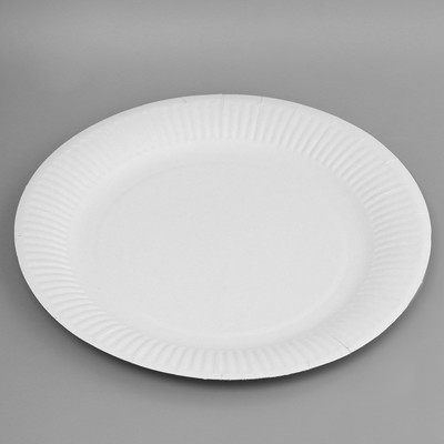 Тарелка картонная "Белая" круглая, диаметр 23 см